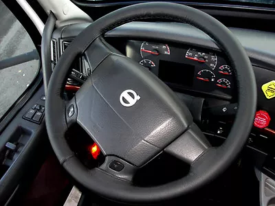 Fits Volvo Truck Vnl 670 Real Black Italian Leather Steering Wheel Cover New • $50.17