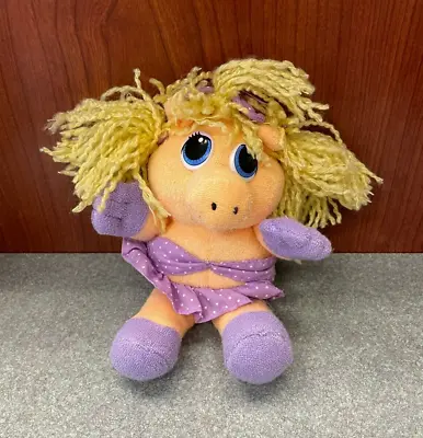 Vintage Miss Piggy 7  Stuffed Plush Purple Swimsuit Bow Hard Eyes Blonde Hair • $5.99