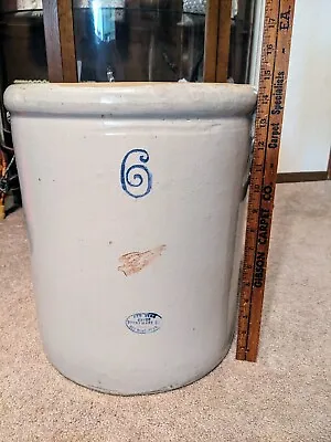 Vintage Red Wing 6 Gallon Crock Both Handles Pat. 12/21/1915 2.5  Wing No Cracks • $243.97