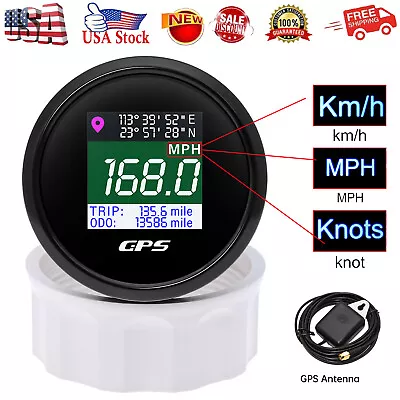 52mm Digital GPS Speedometer Boat Motorcycle Odometer Gauge MPH Km/H Waterproof • $43.99