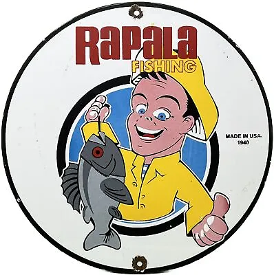 Vintage Rapala Tackle Fishing Lures Porcelain Sign Gas Oil Mercury Outboard Penn • $116.38