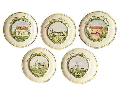 Set Of 5 Vtg LONGCHAMP 6 3/8  Wine Chateau Plates For Cheese - Canapé  - Dessert • $99