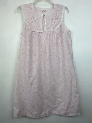 Vintage Sz M Womens Pastel Pink Nightgown Floral 50% Cotton 50% Poly Regal Rose  • $17.99