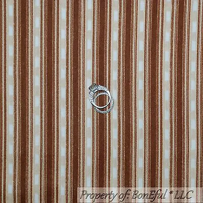 BonEful Fabric FQ Cotton Quilt VTG Brown Rustic Log Cabin Thanksgiving US Stripe • $4.75