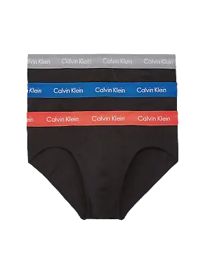 Calvin Klein U2661G-WHD Authentic Mens Cotton Briefs 3 Pack Blue/Grey/Red • £28.99