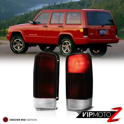 For 97-01 Jeep Cherokee XJ Deep Red Smoke Brake Signal Tail Light PAIR Assembly • $74.99