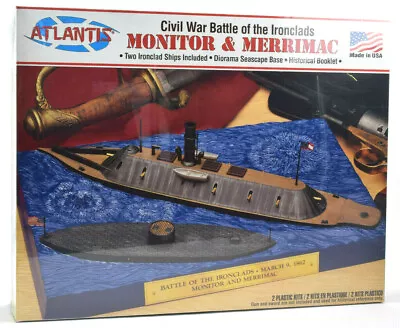 Atlantis Monitor & Merrimac/Virginia Civil War Plastic Model Kit Diorama L77257 • $25.99