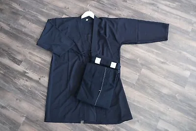 Navy  Aikido Uniform - Shoaizome Hakama & Kendogi Set-Kendo Iaido Costume  • $99