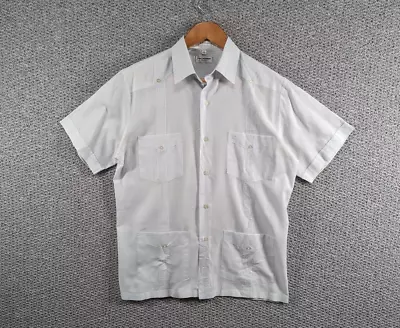 £49.50 • Buy TED LAPIDUS Paris Vintage Men's Blue Guayabera Designer Canvas Button Shirt - M
