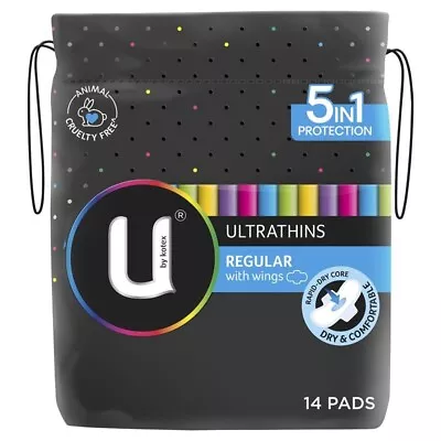 4 X Packs = 56 Pads U By Kotex Ultrathin Regular With Wings • $25