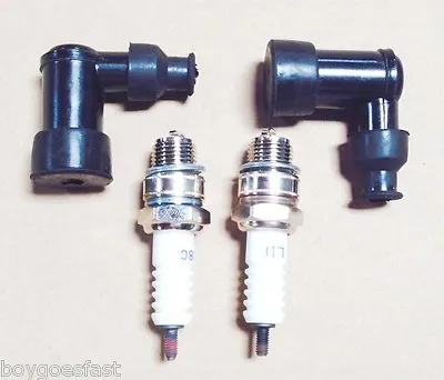 48cc 80cc Gas Motor ENGINE Parts - 2 CDI Boot / Cap & 2 Spark Plug • $8.99