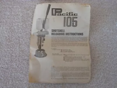 Pacific Hornaday DL-105 Shotshell Reloading Instructions ~ VERY RARE & VINTAGE • $9.99