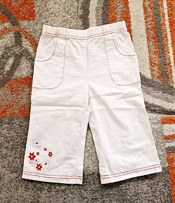 £2.50 • Buy Hope Star Girls White Floral Straight Leg Summer Chinos Trousers 2-3 Years 