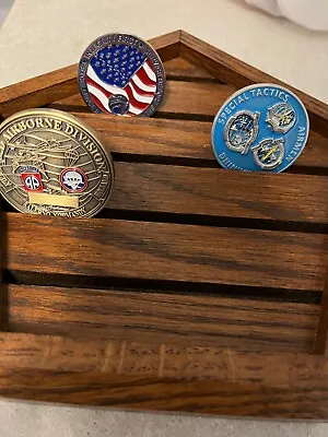 Challenge Coin Display Stand Holder Wooden Pentagon Military Collectible  • $16.95