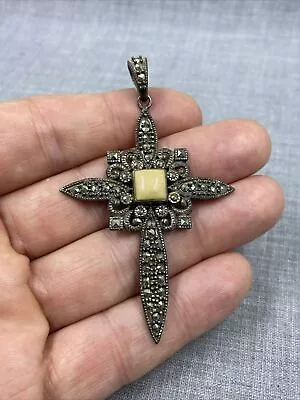 NF Chapal Zenray Marcasite Cross Sterling Silver .925 Pendant Unpolished • $29.99