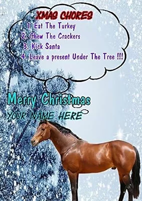 Horse Rules Ptcc295 Xmas Christmas Card A5 Personalised Greeting Cards • £3.25