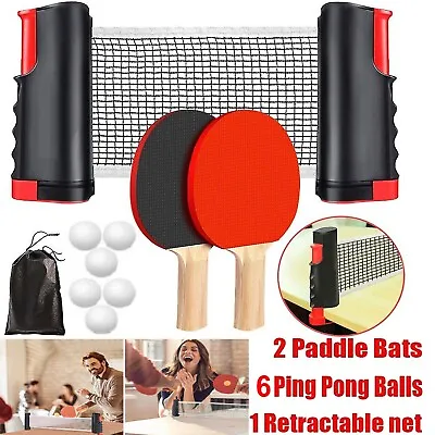 $25.99 • Buy Portable Table Tennis Kit Ping Pong Set Retractable Net Rack 2 Bats 6 Balls AUS