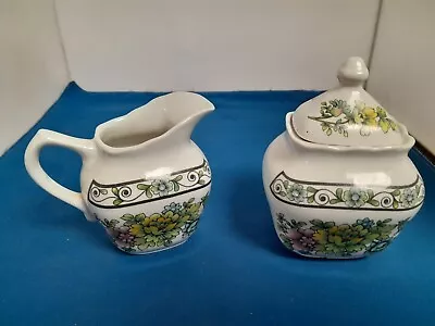 W H Grindley & Co Ltd - Sandringham - Lidded Sugar Bowl (small Chip) & Milk Jug • £9.50