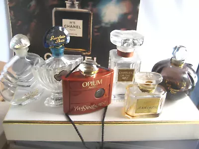 🎁lot Vintage Parfum Perfume Bottle Guerlain Shalimar YSL Opium Ritz Patou Dior • $39.95