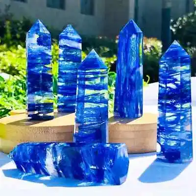 Natural Blueberry Quartz Tower Healing Crystal Point Chakra Reiki Obelisk Decor • $13.90