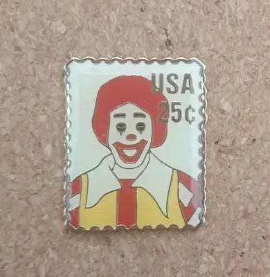 VTG 1980s / 90s McDONALD'S RONALD USA POSTAGE STAMP PIN BADGE • £9.95