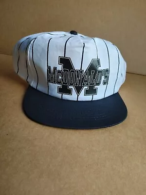 VINTAGE McDONALD'S SNAPBACK WHITE HAT BLACK STRIPES  • $19.40