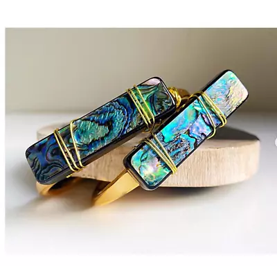 Abalone Shell Bracelet- Cuff Bracelet- Crystal Bracelet • $40