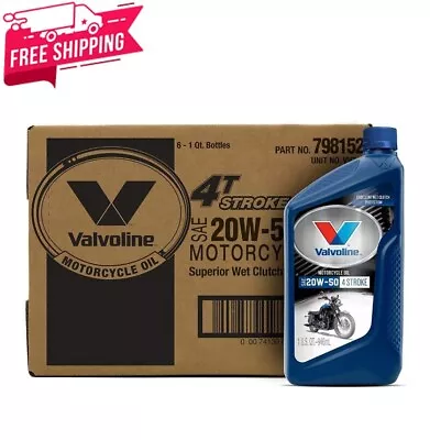 Valvoline 4-Stroke Motorcycle SAE 20W-50 Motor Oil 1 QT Case Of 6.... • $35.19