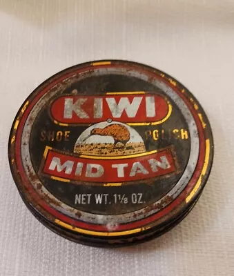 Vintage KIWI  Shoe Polish 1  1/8 Ounce Tin -  Mid-Tan.  From 1950s?? • $5.75