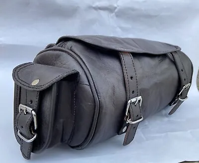 Real VINTAGE Leather Tool Bag Motorcycle BROWN Front Fork Storage Bag Saddle Bag • $45.60