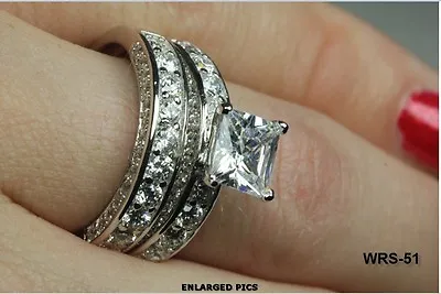 Beautiful 6.04ct Princess Cut Cz Vintage Bridal Engagement Ring Wedding Ring Set • $24.47