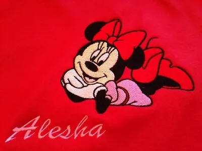 Minnie Mouse Personalised Embroidered Blanket 3 Sizes 17 Colours Wrapped • £17