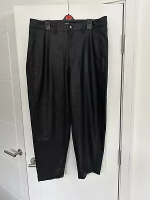 Women’s Zara Black Faux Leather Tapered Trousers Size XL VGC (V) • £9.90