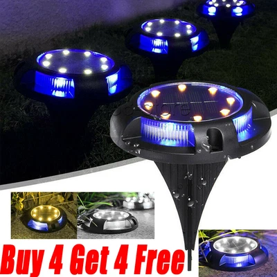 £5.45 • Buy 8 LED Solar Power Ground Lights Floor Decking Outdoor Garden Lawn Path Lamp