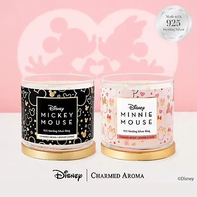 Charmed Aroma Disney Mickey & Minnie Mouse Candles Set 925 Sterling Ring Size 6 • $129.99