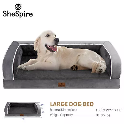 SheSpire Dog Bed Large Orthopedic Foam Pet Sofa Cushion Removable Cover &Bolster • $25.99