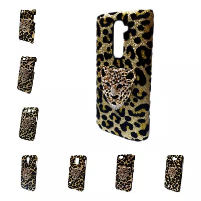 For Phones 3D Bling Deluxe Shiny Leopard Rhinestone Tiger Head Back Hard Cover • $8.98