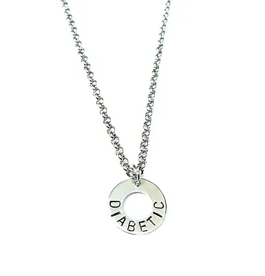 Medical Alert Necklace Stainless Steel Strong Chain & Stamped Doughnut Disc • £6.99