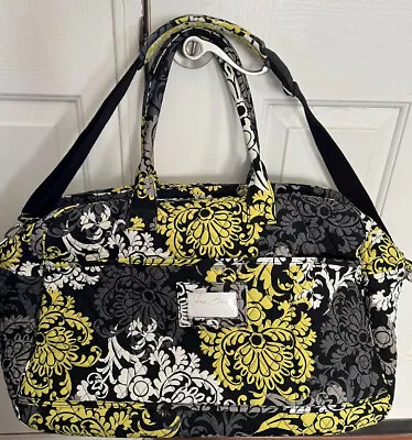 Vera Bradley Retired Pattern Baroque Yellow Black Large Weekender Duffel Bag • $68