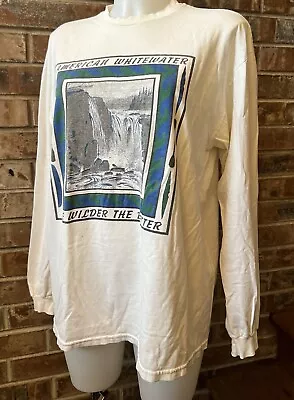 Vintage White LS American Whitewater Wilder Better T-shirt Large Rafting Kayak • $49.99