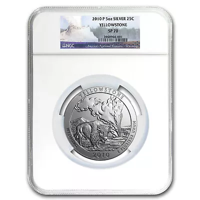 2010-P 5 Oz Silver ATB Yellowstone SP-70 NGC • $512.81