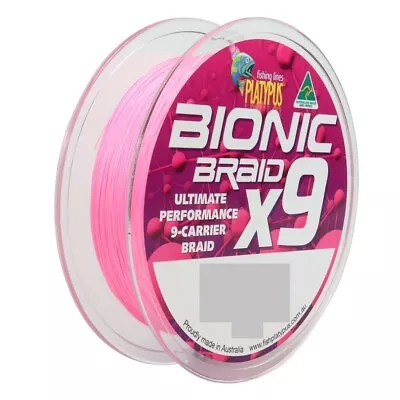 150m Spool Of Platypus Bionic X9 Braided Fishing Line - Hot Pink 9-Carrier Braid • $39.90