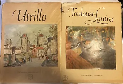 Lot Of 2 Vintage Abrams Art Books: Utrillo Toulouse-Lautrec 16 Art Prints Each • $7.85