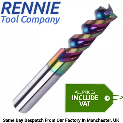 Solid Carbide DLC Coated 3 Flute Variable Helix End Mill For Aluminium / Endmill • £9.49