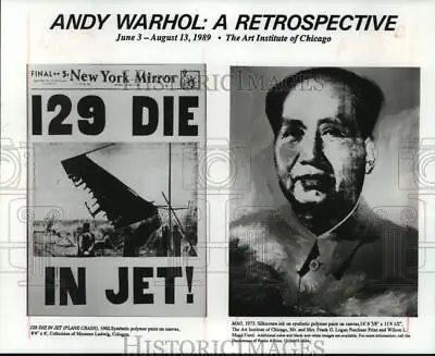 1989 Press Photo Andy Warhol Art  Mao  And  129 Die In Jet  At Chicago Museum • $23.88