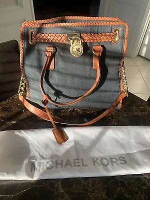 Michael Kors Large Whipped Hamilton Blue Denim Tote Bag/ Purse • $80