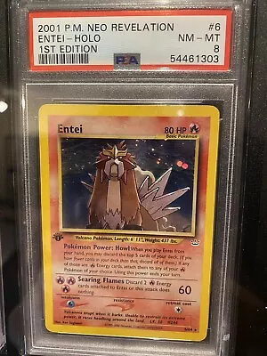 $330 • Buy Pokemon Card PSA 8 Entei Holo 6/64 1st Edition Neo Revelation Vintage