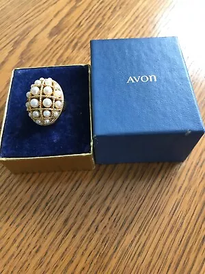 Vintage Avon Ring Of Pearls Poison Ring Cocktail Locket Ring NIB • $17.99