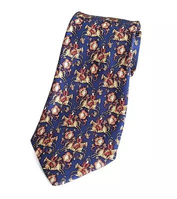 Salvatore Ferragamo 58  Silk Tie Blue Ottoman Horsemen Warriors • $29.29