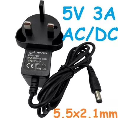 5V 3A AC/DC Power Supply Adapter UK Plug Converter Charger 5.5x2.1mm • £6.49